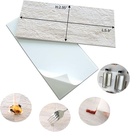 AULIGET 4-Piece Beige Slate Peel and Stick Backsplash Wall Tiles, 3" x 6" PVC Faux Stone Stick on Tile for Backsplash Kitchen, Bathroom, Laundry Room, Camper, Fireplace