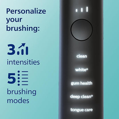 Philips Sonicare DiamondClean Smart 9500 Electric Toothbrush, Sonic Toothbrush with App, Pressure Sensor, Brush Head Detection, 5 Brushing Modes and 3 Intensity Levels, Black, Model HX9923/11