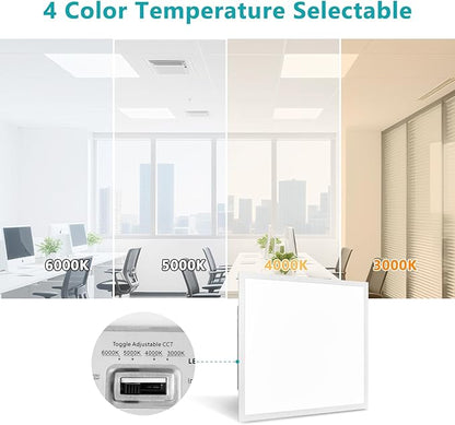 VocgoUU 2x2 LED Flat Panel Light for Drop Ceiling, 5500LM, 0-10V Dimmable, 30W/40W/50W Selectable, 4CCT 3000K/4000K/5000K/6000K, ETL Listed, 100-277V, 8 Pack