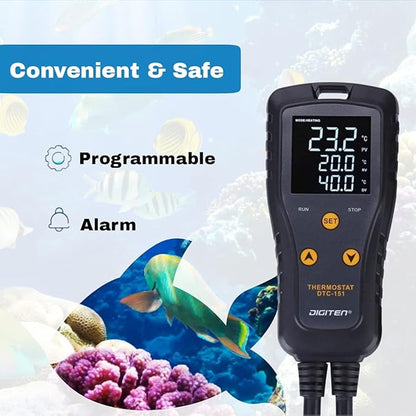 DIGITEN DTC151 Temperature Controller Plug-in Thermostat Cooling Heating Temperature Controller Outlet GreenhouseThermostat for Germination Incubation Homebrewing