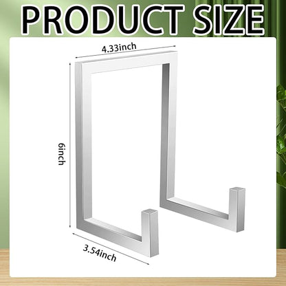 Sweetude 2 Pcs Large Plate Stands for Display Metal Frame Plate Holder Display Stand Decorative Table Top Easels for Picture, Book, Platter, Photo Easel (Silver,6 Inch)