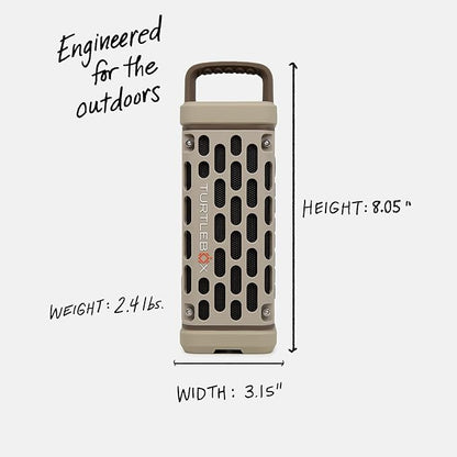 Turtlebox Ranger: Loud! Outdoor Portable Bluetooth 5.4 Speaker | Rugged, Waterproof, Ultra-Portable | Plays to 105db, Deep Bass, Shockproof, Unlimited Pairing for Full Stereo Experience, Tan