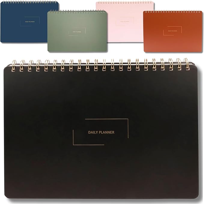 Undated Daily Planner | 8.25” x 11.75” Work To-Do Notebook | ADHD Academic Organizer | Multi-Layout | Men and Women Planner | College Supplies | Black | Landscape Layout