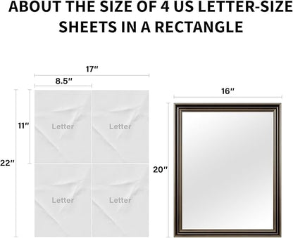 Retro Copper Effect Framed Wall Mirror, 16x20 Rectangle Mirror, Anti-desilvering Tempered Glass, Sustainable&Sturdy Frame, Anti-Rust, HD Reflection &3min Fast Setup for Bathroom Living Room