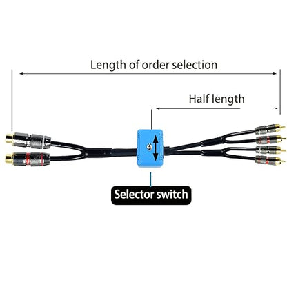 25ft Sound Channel swicher 2 Female to 4 Male RCA Switch Selector 2 in 1 Out R/L Stereo Audio 1 in 2 Out Stereo Audio Splitter with Mute Button No External Power Required CD Speaker DVD Player