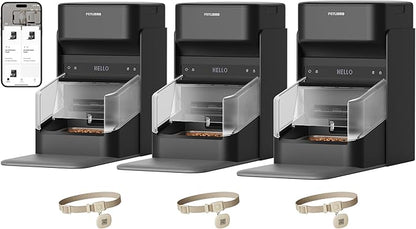 PETLIBRO RFID Automatic Cat Feeders for 3 Cats, Collar Sensor for Personalized Meals, Cats Recognition, Diet Tracking and Anti-Stealing for Multi-Pets Homes and Different Diets, WiFi Food Dispensers