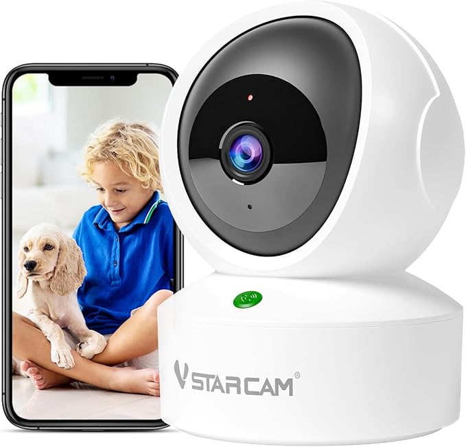 VSTARCAM 2K QHD Security Camera Indoor, Room Camera Baby Monitor 360° for Home Security, WiFi Camera with 2.4 GHz Wi-Fi, One-Touch Call, Smart Motion Tracking, IR Night Vision