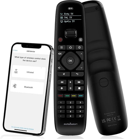 SofaBaton U2 Universal Remote (with Backlight), All-in-One Smart Universal Remote Control with Customized APP for TV/Soundbar/DVD/Blu-ray/Projector and More, Macro Buttons & Extended Infrared Range