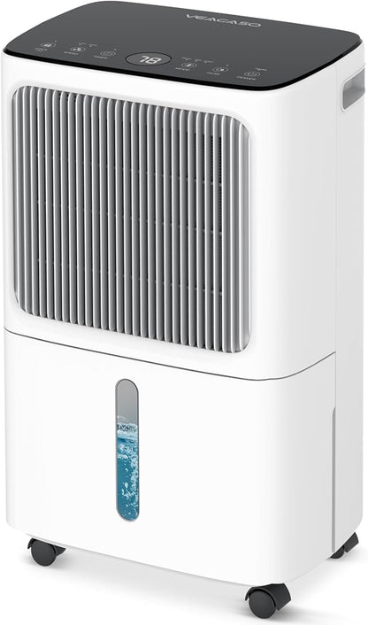 2500 Sq.Ft Dehumidifier for Basement with Drain Hose Max 34 Pints, VEAGASO Dehumidifiers for Home, Large Room, Bathroom, Bedroom, Three Modes, Intelligent Humidity Control, Dry Clothes, 24HR Timer