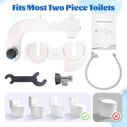 Bidet Attachment for Toilet Seat,Self-Cleaning Sprayer,Dual Nozzle Bidet with Adjustable Cold Water Pressure Control,Frontal & Rear Wash for the Elderly and Pregnant Women.Environmental Friendly Gift.