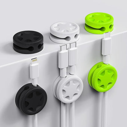 XenovaX 6 Pack Cord Organizer Clips - Desk Cable Management Clips, Cable Holder for Charger Wires, Phone Charger Cord Holder Clips for Desk, Office, Car, Home, Cubicle, Nightstand