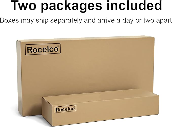Rocelco 43" Height Adjustable Standing Desk Converter with Premium Dual Monitor Arm Mount - Tall Stand Up Tabletop Riser and Tablet Slot - Computer Workstation - Keyboard Tray - Black (R VADRB-43-MA2)