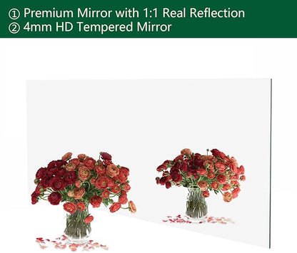 Mirrorons Large Mirror 60" x 28", Modern Rectangle Bathroom Mirror with Frameless Polished Edge, Hangs Horizontally or Vertically. Upgraded Shatterproof Bathroom Mirrors for Wall.
