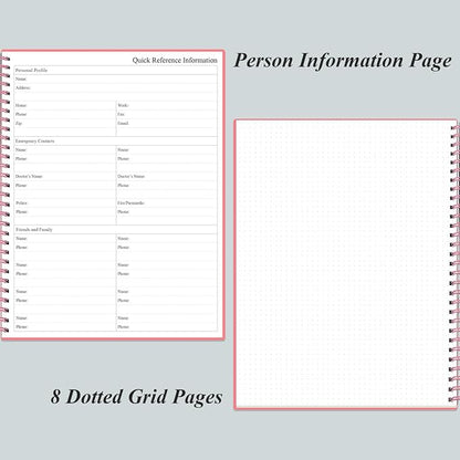 Daily Planner Undated - A4 To Do List Notebook Hourly Schedules, Spiral Appointment Planner for Women and Men,PVC Hardcover, Inner Pocket, Elastic Closure, 8.5" x 11", Pink