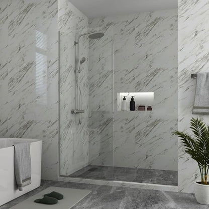 Royalty Fixed Shower Screen - 36" x 78" Frameless 3/8" Clear Tempered Glass Panel with Hardware - Easy Clean Smart Guard Coating - Minimalist Modern Design for Bathroom - Matte Black