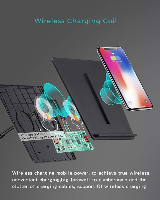 TAPTES Wireless Charger for Tesla Model 3 2017 2018 2019 2020, Dual Phone Charging Pad for Tesla Model 3 Accessories, Car Center Console Interior, Compatible with iPhone & Smartphones, Black