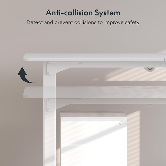SANODESK 4-Leg Standing Desk, Electric Height Adjustable Desk with Memory Presets for Home Office, Stand up Desk Computer Workstation, 63x28 Inches White