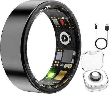 Smart Ring Health & Fitness Tracker for Men & Women, Heart Rate, SPO₂, Sleep & Activity Monitoring, IP68 Waterproof, Long Battery Life, Family Care Mode, No Subscription Fee (Black, 13)