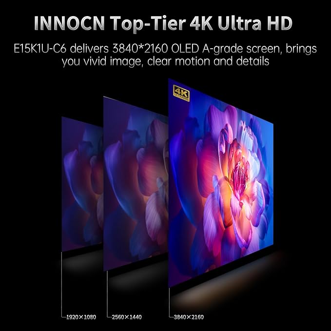 INNOCN 15.6" Portable Monitor OLED Touch Second Screen for Photo Editing with 4K, 100% DCI-P3, 100000:1, 10Bits, USB C External Monitor for Laptop,PC, Phone,Consoles, Brown, PU15 Pre C6
