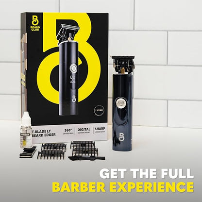 The Beard Club Professional T-Blade Beard Trimmer for Men LT - Barber Electric Shaver, Mustache & Hair Clippers for Men Zero Gapped Cordless Buzzer Hair Trimmer & T Liner - Edger Line Up Grooming Kit