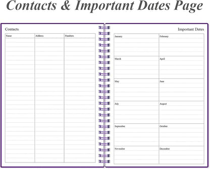 Daily Planner Undated - B5 To Do List Notebook Hourly Schedules, Spiral Appointment Planner for Women and Men, PVC Hardcover, Inner Pocket, Elastic Closure, 7" x 10", Purple