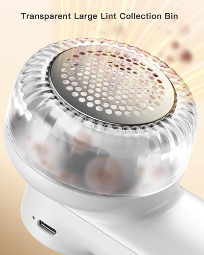 coldSky Rechargeable Fabric Shaver, Lint Shaver with Digital Display, Sweater Shaver with 6-Leaf Blades and Safety Lock, 3-Speeds Defuzzer Remove Fuzz, Pills from Clothes, Furniture, Sofa, White