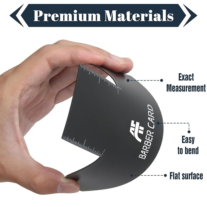 Enhancement Card for Barbers with Measurement Indicators, Reusable Barber Line up Tool and Color Spray Edge Hairline Shaping Tool (Black, One-Size)