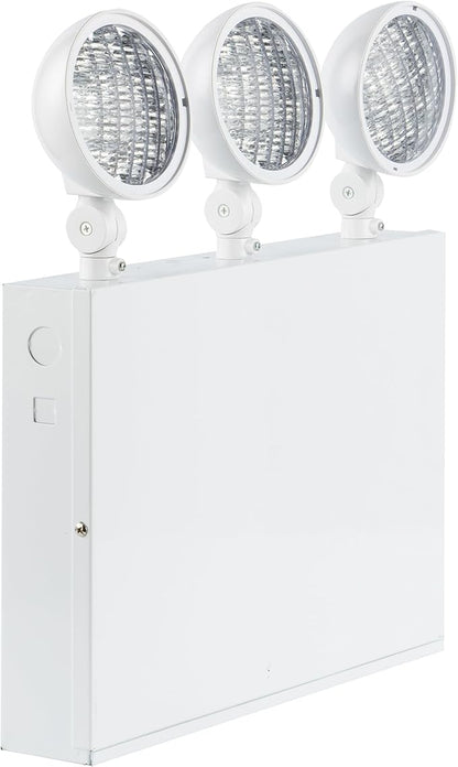 New York City Approved Emergency Light, Emergency Lights with Battery Backup, White Steel Housing, AC 120/277V, Three Heads