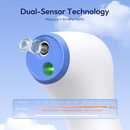 No-Touch Thermometer for Adults and Kids, 1-Second Fast Reading, Color-Coded Fever Alarm, Silent Mode, Object & Room Temperature Function, Baby Essential | Home Medical | Nurse Accessories for Work