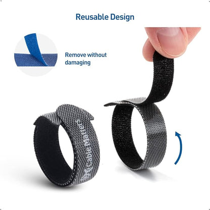 Cable Matters 100-Pack Hook-and-Loop Reusable Cable Ties, Sizes 4", 6", 8" with 42 lbs Tensile Strength - Multi-Color Cable Straps, Cord Organizers, Cord Management Ties