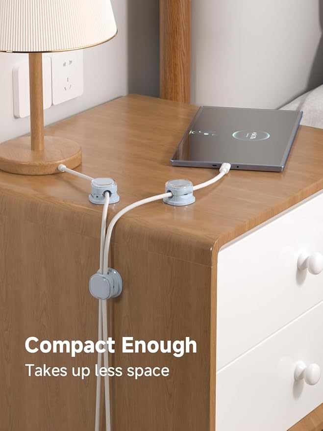 Magnetic Cable Clips, Adjustable Cord Holder Management, Adhesive Wire Keeper Organizer for Home Office Desk Phone PC Car Wall Desktop Nightstand Appliance (9-PCS Blue)