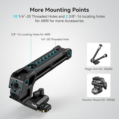 SmallRig Lightweight NATO Top Handle, Quick Release NATO Grip w/NATO Rail for DSLR Camera Cage, Universal Top Handle with 5 Cold Shoe Adapters - 4345