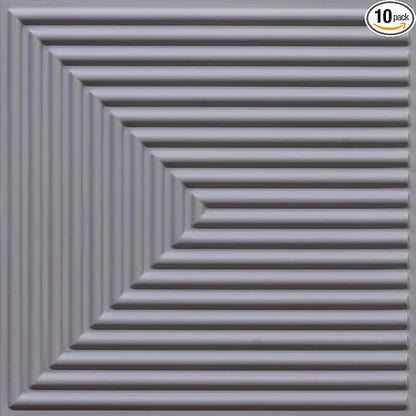 From Plain To Beautiful In Hours 9004 Depth Tier PVC 12 in x 12 in Peel and Stick Wall Panels (Covers / 10 sq.ft), Milky Grey, 10 Piece