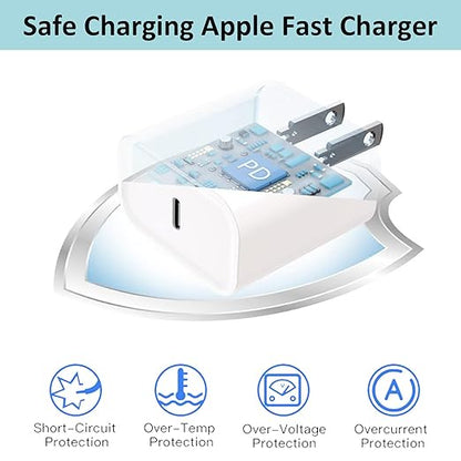 iPhone Fast Charger, iPhone Charger Fast Charging 2Pack PD 6FT Type C Quick USB C to Lightning Cable Cord Fast Charger iPhoneUSB C Wall Block Plug for iPhone14 13 12 11 Pro Max XR XS X, iPad, AirPods