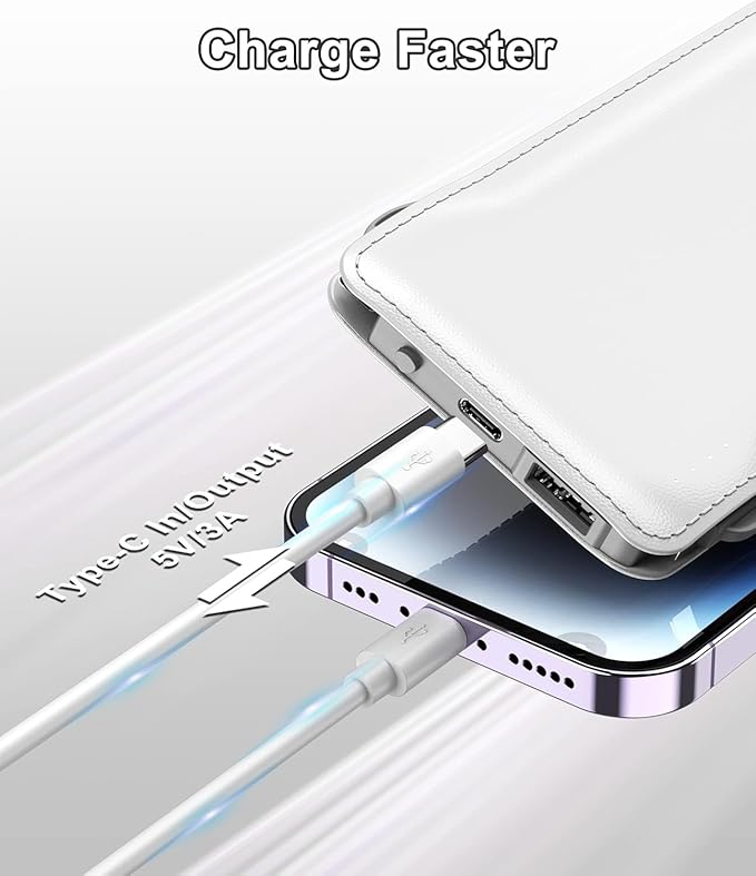 TG90° 2 Pack 10000mAh Slim Portable Charger with Built in Cables,Power Bank Travel Charger Cell Phone External Battery Pack,4 Output External Battery Pack Compatible with iPhone Android Phone