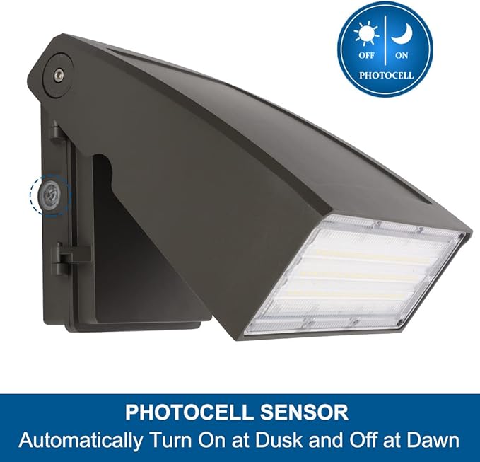 DAKASON (2 Pack) 60W LED Wall Pack, Dusk-to-Dawn Photocell, Adjustable Head, Full Cut-Off Security Light, 5000K 6600lm Replaces 200-300W HPS/HID IP65 Waterproof Outdoor Lighting Fixture, ETL Listed
