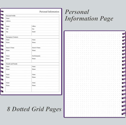 Daily Planner Undated - A5 To Do List Notebook Hourly Schedules, Spiral Appointment Planner for Women and Men, PVC Hardcover, Inner Pocket, Elastic Closure, 5.8" x 8.3", Purple