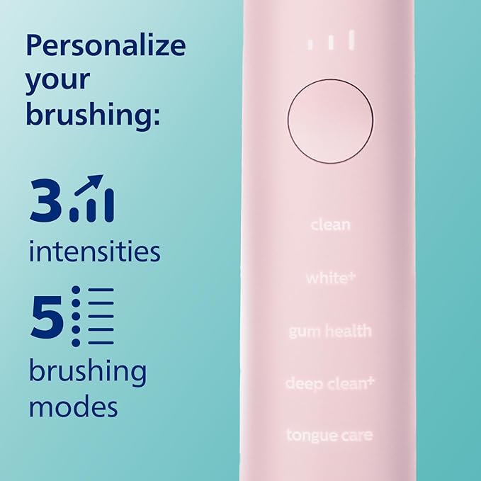 Philips Sonicare DiamondClean Smart 9500 Electric Toothbrush, Sonic Toothbrush with App, Pressure Sensor, Brush Head Detection, 5 Brushing Modes and 3 Intensity Levels, Pink, Model HX9923/21