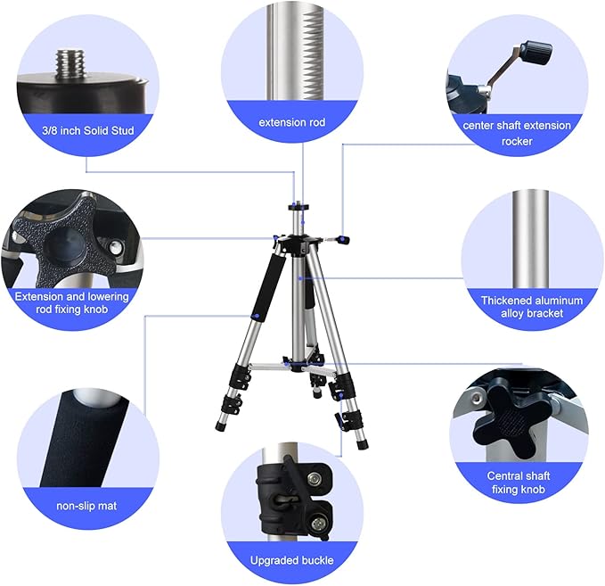 SKERELL Projector Stand Tripod Adjustable: Universal Laptop Standing Height from 17" to 48" with Tray Ball Head Carry Bag for Computer Camera