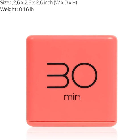 mooas Cube Timer (Coral), Timers Cube Flip Block Timers Productivity Gravity Sensor Time Management for Kids ADHD Classroom Kitchen Desk Workout Cooking Study 10, 30, 50, 60 min Timer Setting