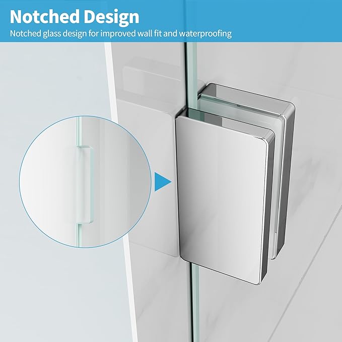 Shower Glass Panel, 30.5" W x 78.75" H Fixed Shower Screen Panel with 3/8"(10mm) SGCC Clear Tempered Glass, Frameless Walk in Shower Door for Bathroom (Chrome, 30.5" W x 78.75" H)
