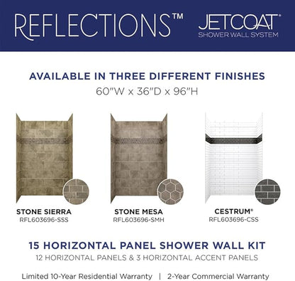 Miseno MSW-603696RFL Readyset 60" X 36" X 96" Fifteen Panel Alcove Shower Wall Kit - Stone Sierra