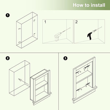 Recessed Medicine Cabinet Inset,Bathroom Wall Niche Insert for Drywall,14x18 Bathroom Medicine Cabinet Shelf Wood Replacement,in Wall Cabinet with Storage for Restaurant,Imitation Natural