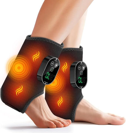 2-Pack Cordless Foot Massager for Neuropathy, Foot and Ankle Massager, Ankle Heating Pad with Massage, 6 Heat Levels & 3 Massage Modes with Timer (Black)