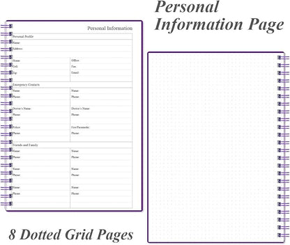 Daily Planner Undated - B5 To Do List Notebook Hourly Schedules, Spiral Appointment Planner for Women and Men, PVC Hardcover, Inner Pocket, Elastic Closure, 7" x 10", Purple