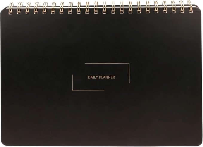 Undated Daily Planner | 8.25” x 11.75” Work To-Do Notebook | ADHD Academic Organizer | Multi-Layout | Men and Women Planner | College Supplies | Black | Landscape Layout