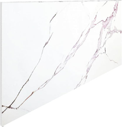 Dundee Deco Faux Marble Wall Panels - 2 ft X 4 ft - Glossy, Waterproof Indoor Wall Cladding - White, Grey Veins - Set of 4 - Covers 31 sq ft