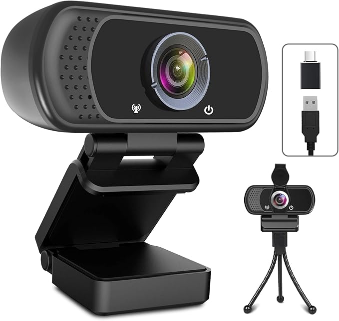 USB C Webcam for Switch 2 / PC: 1080P HD Web Cam with Mic,Computer Camera with Privacy Cover & Tripod Stand for MAC Desktop Laptop, Wide Angle Webcam Pro Streaming Web Camera for Skype/Teams/Webex