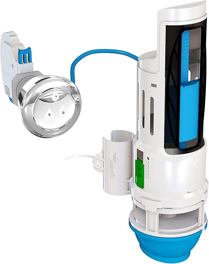 Danco HYR270 Hydroright Water-Saving Dual Flush Valve with Push-Button Handle, Plastic, Chrome