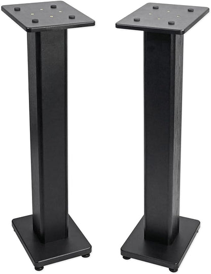Rockville Pair RHT28 28 Inch Bookshelf Speaker Stands, 60 lbs Capacity, Surround Sound Home Theater, Premium Wood, Dual Top Plates, Sand-Fillable, for Audiophiles and Studio Monitors